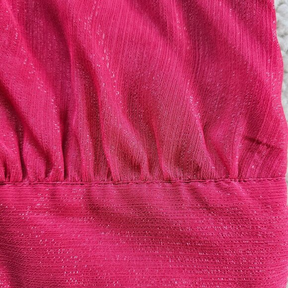 Bebe Top Shimmery Pink Fabric L Crisscross Halter-Style Sleeveless - Picture 3 of 7